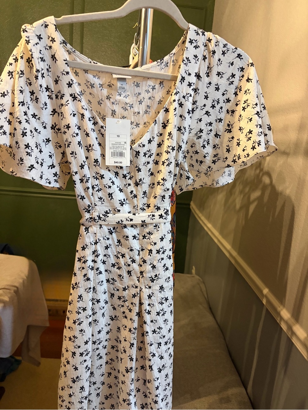 White Floral Button-Front Dress